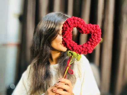 “Open heart bloom♥️” - crochet heart stick