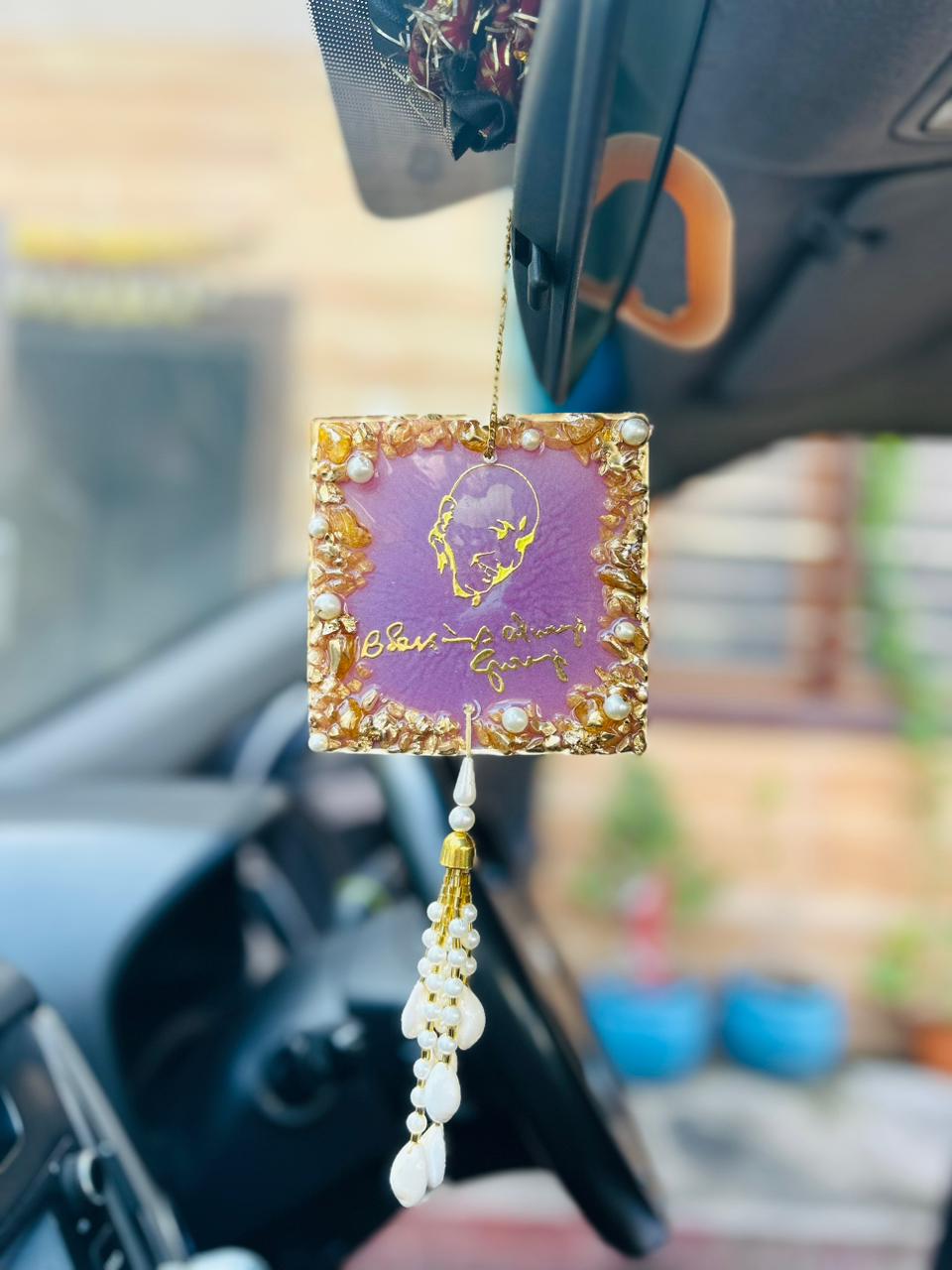 "Blessings Always Guruji" - Single sided Car Hanging