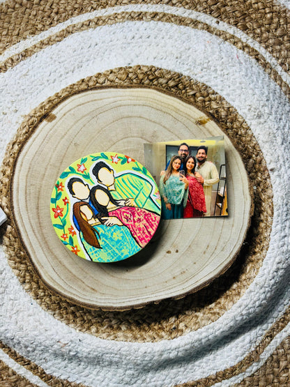 Hand-painted Fridge Magnet + Flat Portrait