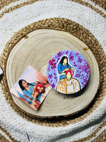 Hand-painted Fridge Magnet + Flat Portrait