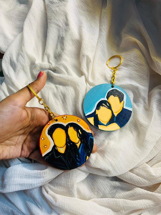 Hand-Painted Flat Portrait Keychain