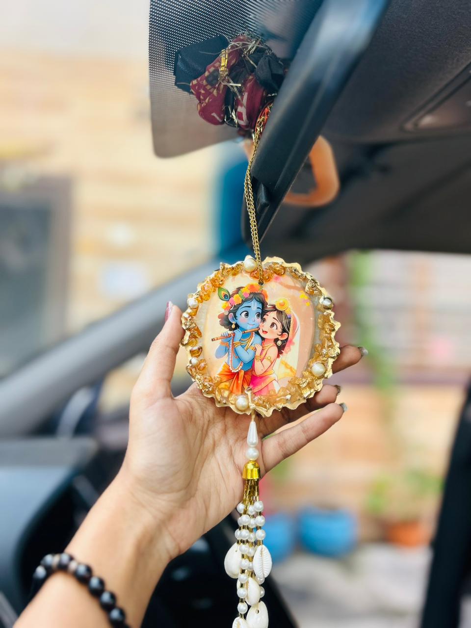 "Radha-Krishna" Dual sided Car Hanging